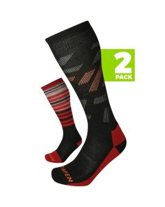 Chaussettes de ski Midweight Lorpen T1 en Merino pour hommes (paquet de 2) – black/rouge